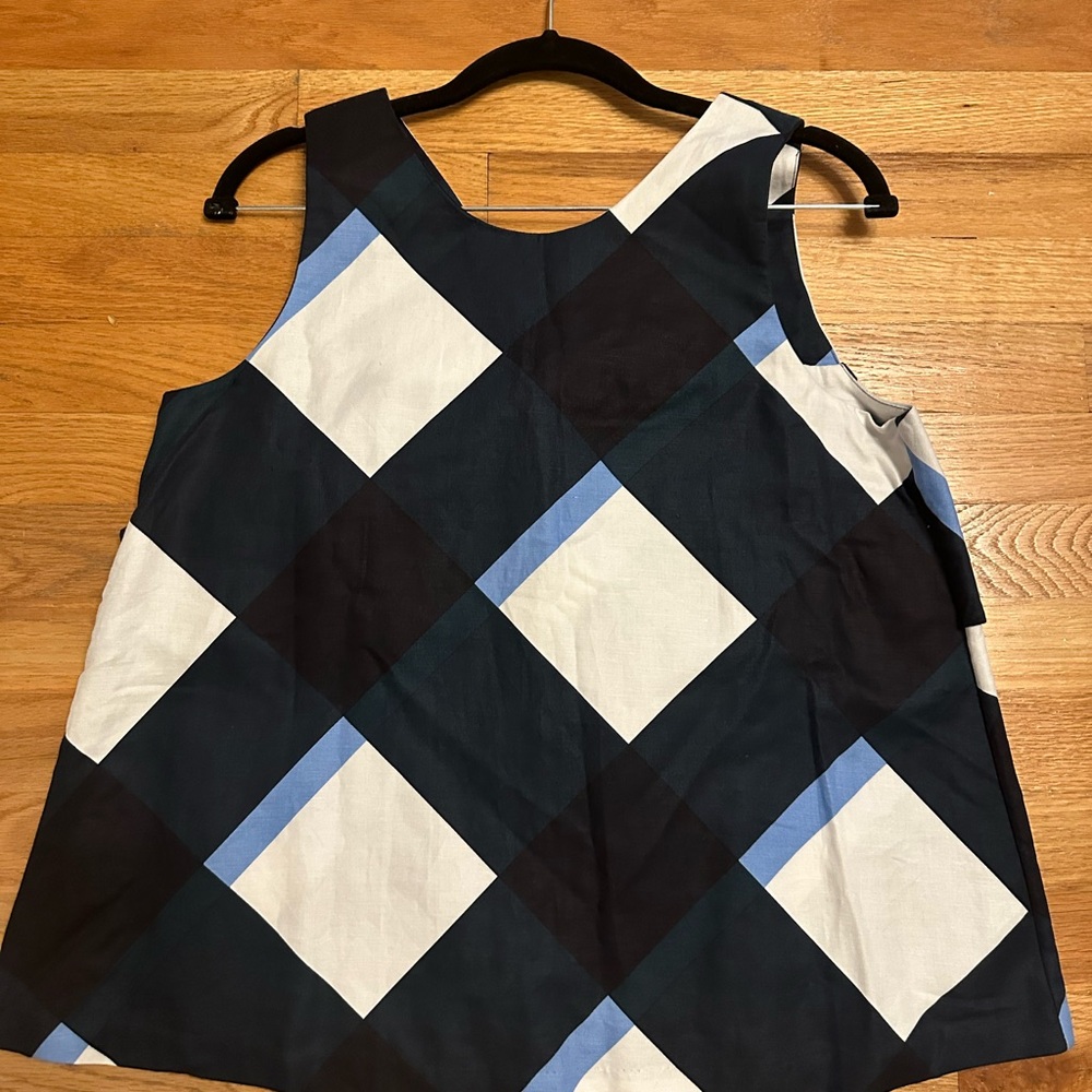 Ann Taylor Black & Blue Checkered Top